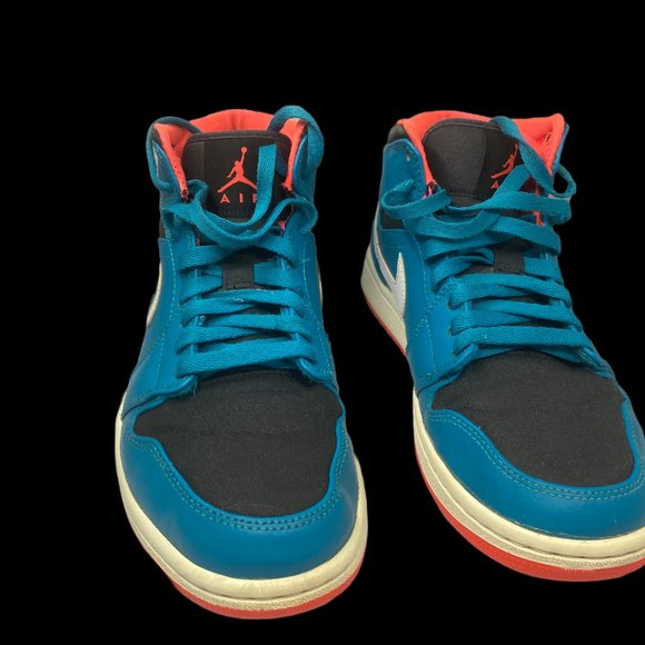 Nike Air Jordan 1 Retro Mid Tropical Teal Infared Mens size 7.5 Womens Size 9 - Picture 5 of 7